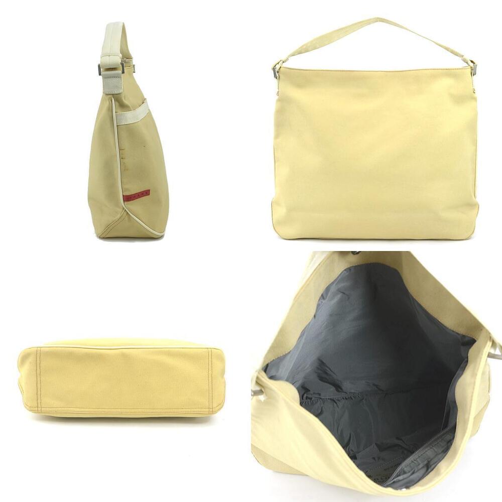 Prada Shoulder Off White Beige Bag Sport Canvas White Tan